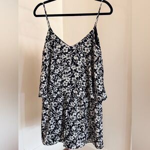 Black & White Floral Spaghetti Strap Romper